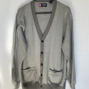 Vintage Chaps by Ralph Lauren Men's Gray Cardigan V-Neck Sweater  SZ Large